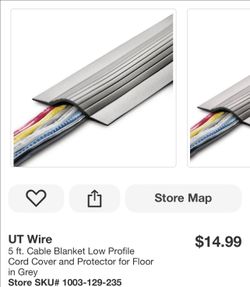 UT Wire 5 ft Floor Cord Cover Grey