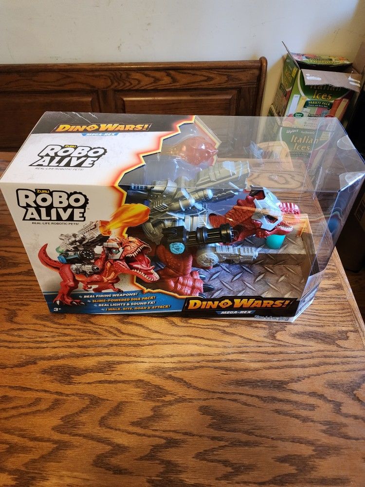 Robo Alive Dino Wars Mega-Rex by ZURU Dinosaur Battle Realistic Walking T-Rex with Armor and Battling