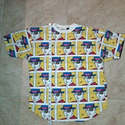 Vintage 80s Peter Max Reversible All Over Print Art Men's