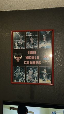 1991 Chicago Bulls World Champs 16"x20" Poster - Starline Michael Jordan vintage 90s framed red