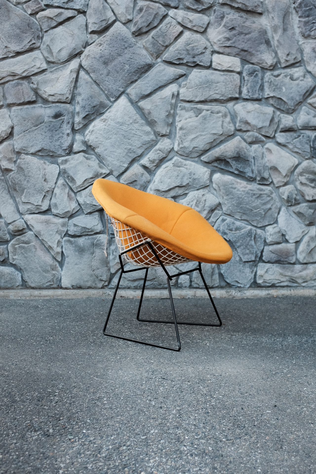 Vintage Bertoia Diamond Chair For Knoll Original Yellow Know Prestini Fabric