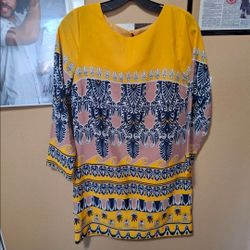 J.Crew Jules Dress Scroll Print Yellow Blue 3/4 Sleeve Size 2 Short Dress

Description:

J.Crew dress.

Size: 2

Color: Yellow with blue and multicolo