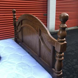 Quality Solid Wood Queen Size Bed Headbord, Footboard, Rails, Mattress And Boxspring Great Condition