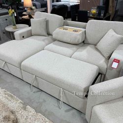 SOFA BED SECTIONAL, SLEEPER SOFA COUCH, PULL OUT BED SOFA WITH STORAGE -NEW-