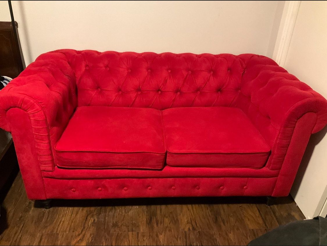Tufted Red Love Seat Sofa Couch 