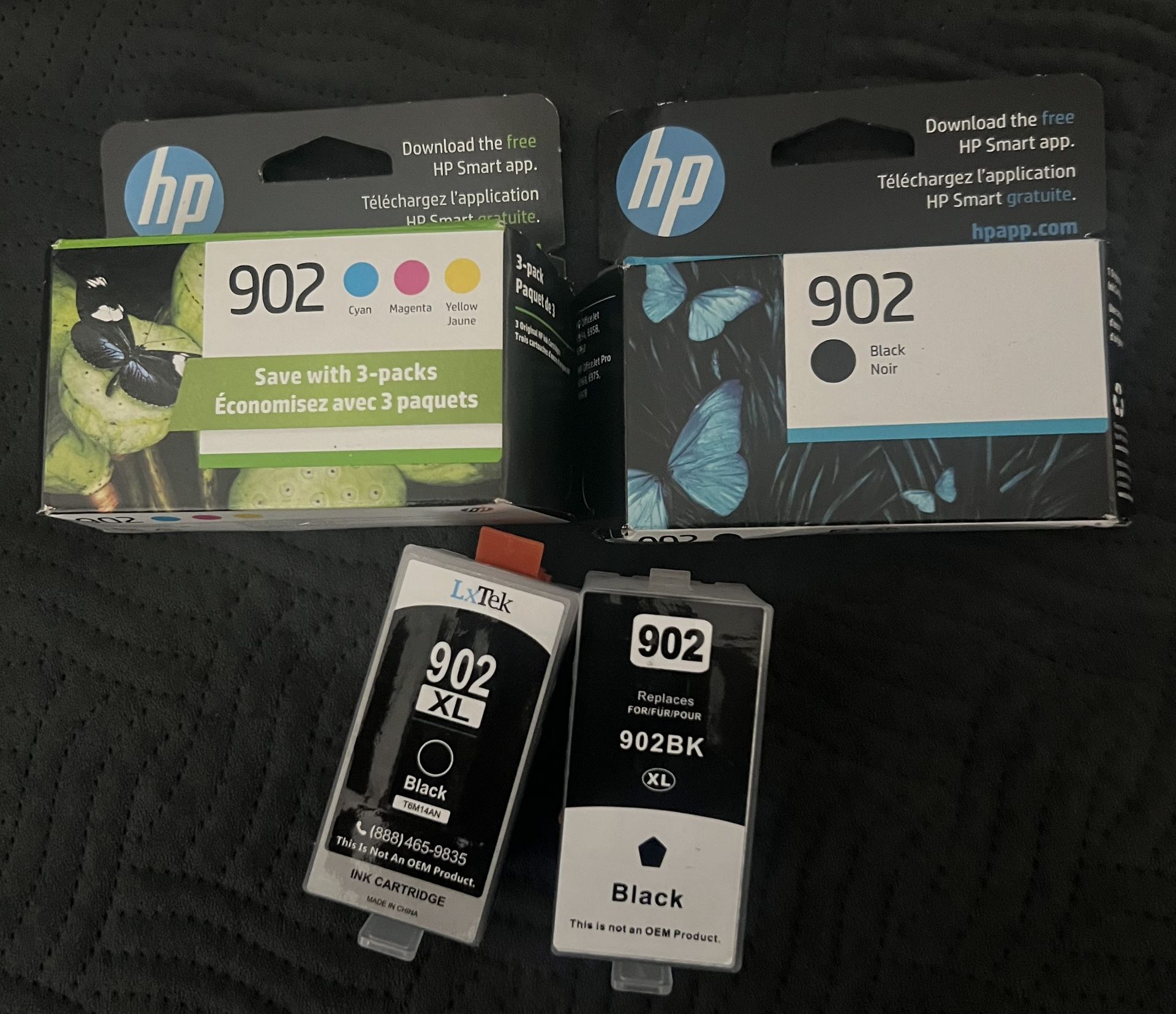 HP 902 3-pack Cyan/Magenta/Yellow Original Ink Cartridges, HP 902 Black Original Ink Cartridge,
