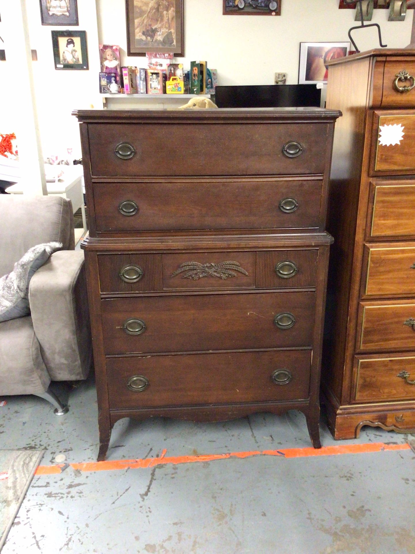 Antique Five Drawer Chest Of Drawers For Sale