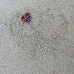 Valentine-hand Carved Alabaster Stone In Hand Made Metal Heart