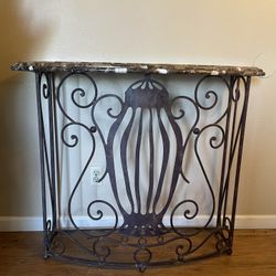 Rustic Console Table With Marble Top