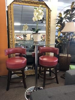 Red Bar stools 2pc @Elegant Furniture