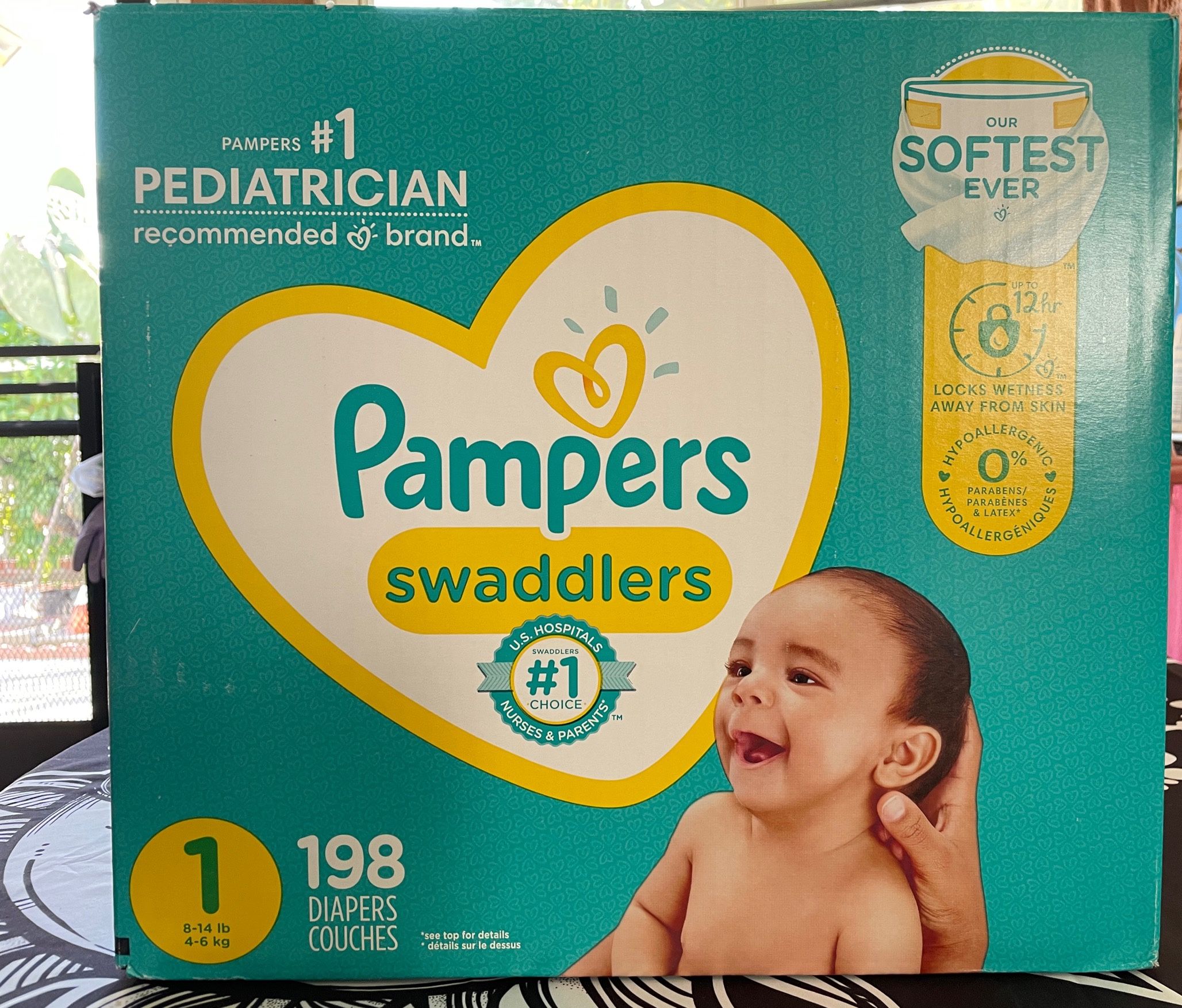 Pampers Swaddlers Diapers - Size 1, 198 Count, Ultra Soft Disposable Baby Diapers