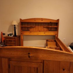 Bed with Storage, Dresser, Mirror and Nightstand