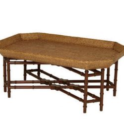 Hollywood Regency McGuire Insp. Removable Rattan Tray Coffee Cocktail Table Beautiful!!