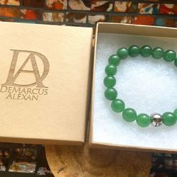 DeMarcus Alexan 10mm Light Jade Stone Bead Bracelet 