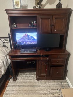 Computer desk with a hutch