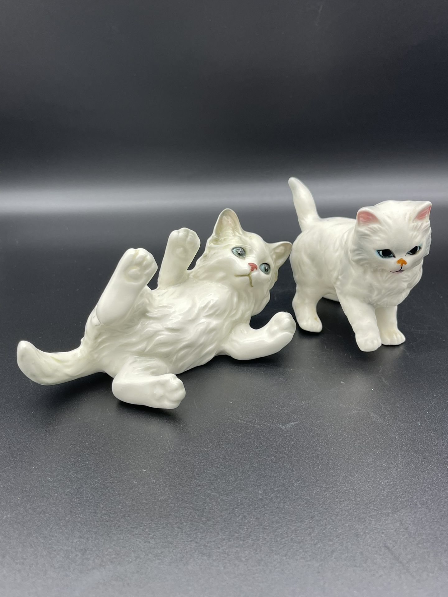 1 Vtg Lefton & 1 Vtg Napcoware White Persian Cat Kitten Porcelain Figurine