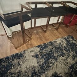 5 Rose Gold Bar Stools And Matching Mirror