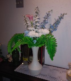 Beautiful flowers in white vase