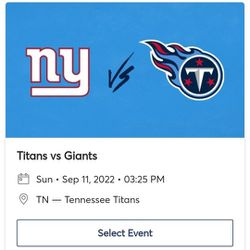 Titans vs Giants - 2 Tickets, Tomorrow (9/11) Thumbnail