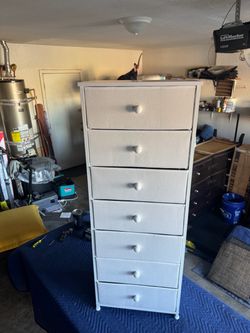 New 7-Drawer Fabric Storage Dresser Tower$40 and 6 drawer beige tower dresser $35