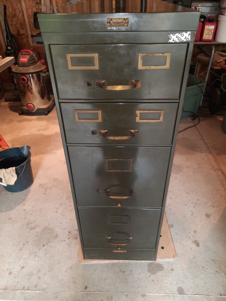 Vintage Berger Certified Grade A Steel File Cabinet 