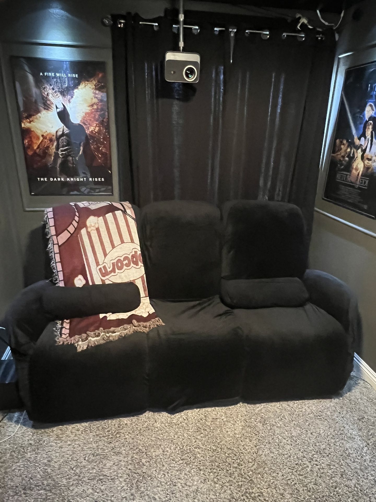 80” Power Leather Reclining Sofa w/ Covers