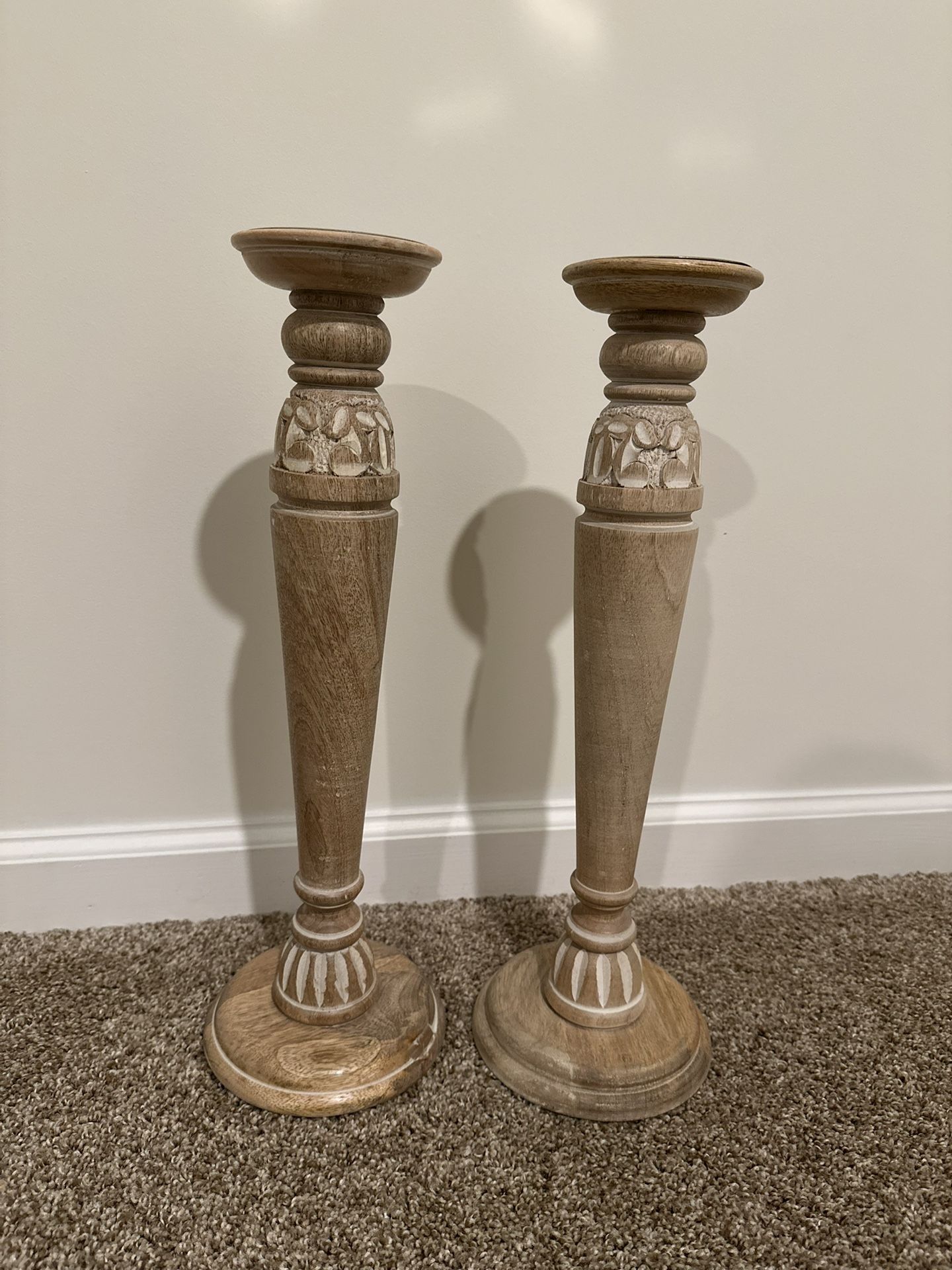 Wooden Pillar Candle Holders