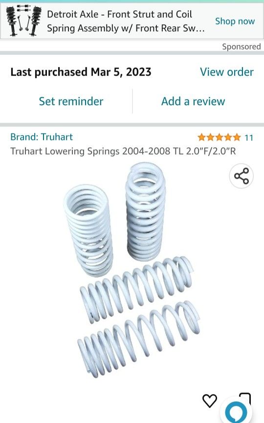 Truhart Lowering Springs For Acura TL 04-08