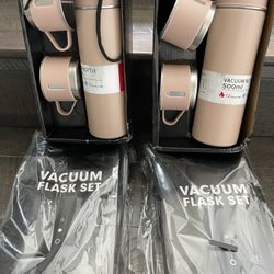 Kids Pink Vacuum Flask Set: Tumbler & 2 Cups