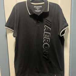 Mens Black Aeropostale Polo Shirt Sz Large