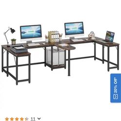 126 inch Extra Long Double Computer Desk Large Two Person Office Desk