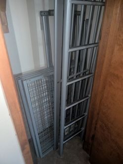 Full size loft bed frame with ladder for sleeping or for overhead storage