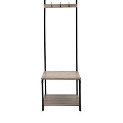 Organize It All Neu Home Pipe Line Coat Rack 3 Hooks, Shoe Shelf, and Bench Entryway Storage, Black . Brand New