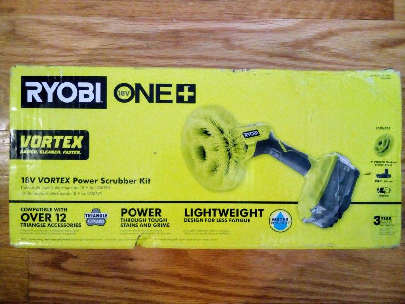 Ryobi ONE+ 18V Cordless Vortex Power Scrubber Kit With 2.0Ah Battery And Charger