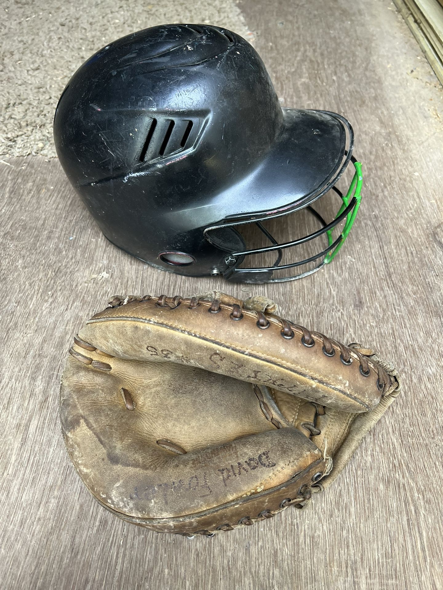 Catchers Mitt And Helmet