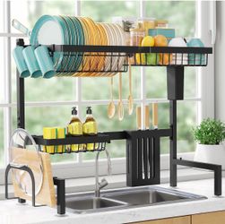 2-Tier Dish Drying Rack Over The Sink, Expandable For Counter