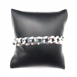 925 Sterling Silver Cuban Link Chain Men’s Bracelet Size 8.5”