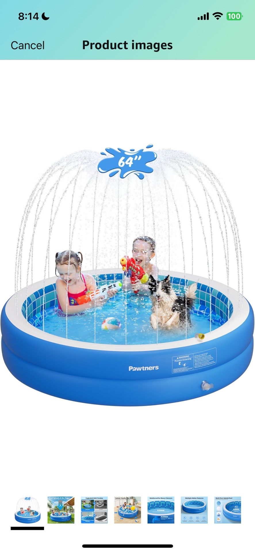 Inflatable Pool for Kid, Non-Slip Sprinkler Splash Pad for Backyard, Thickened PVC Kiddie Pool for Indoor Outdoor, Chew Proof Blow up Pond Small Swimm
