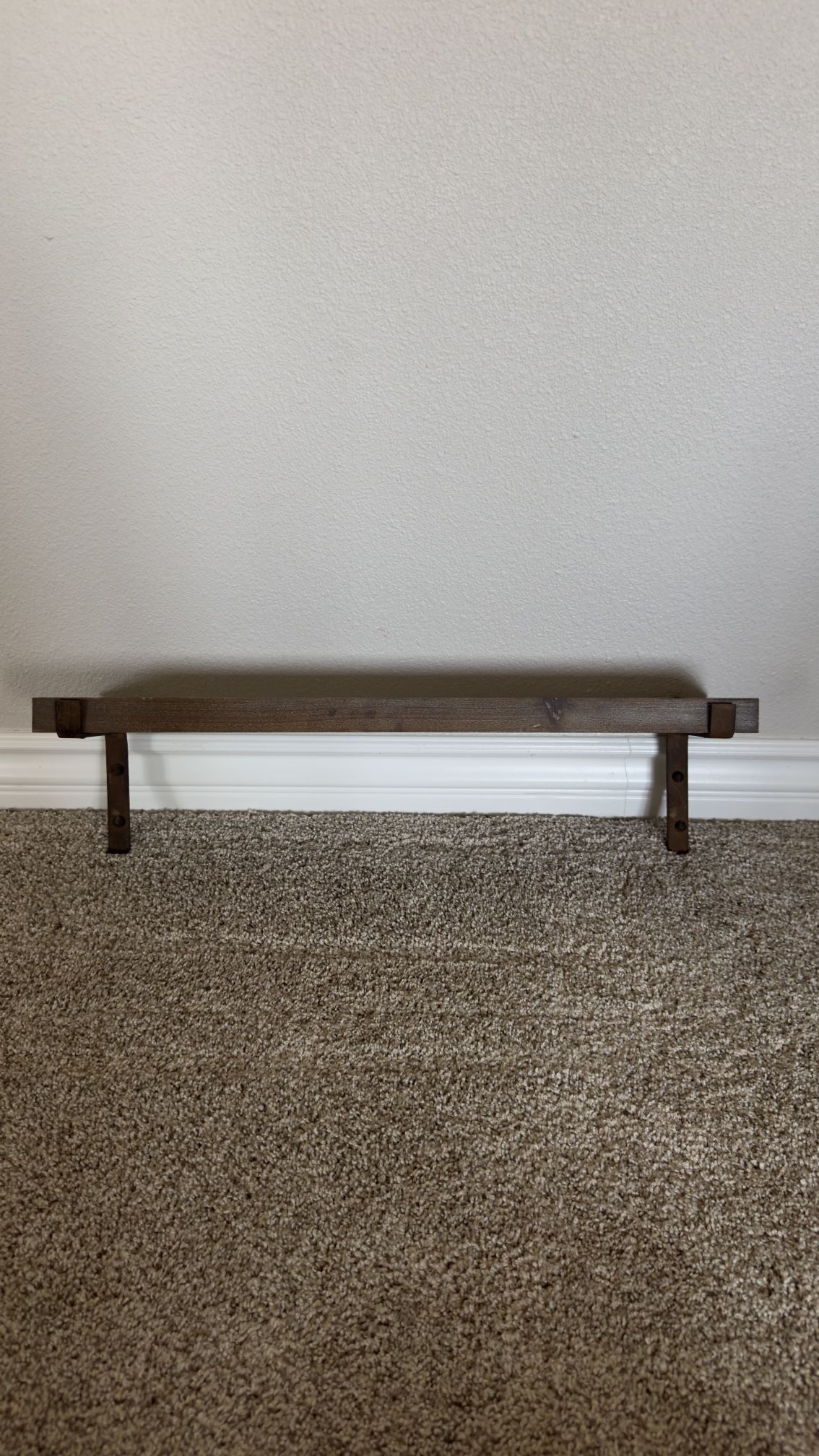 Brown wood style wall ledge & hanging floating shelf home decor