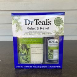 Dr Teal's Relax & Relief Eucalyptus Spearmint Epsom Salt & Foaming Bath Gift Set