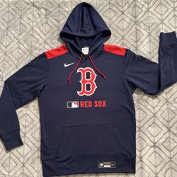 Nike Sz Med Boston Red Sox Therma Fit Hoodie Drawstring Navy Blue Red 23x28 NWOT #BostonRedSoxHoodie #RedSoxHoodie #ThermoFitHoodie #BostonRedSoxPullo