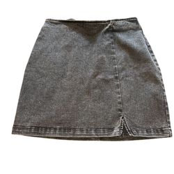 Black A-line mini skirt with slit for casual work