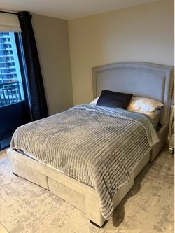 Queen Bed Frame with Drawers and Mattress