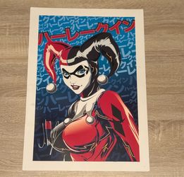 Signed Harley Quinn Japanese Style Art Print