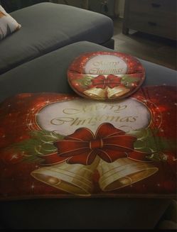 Merry Christmas Rug and Round Mat Set
