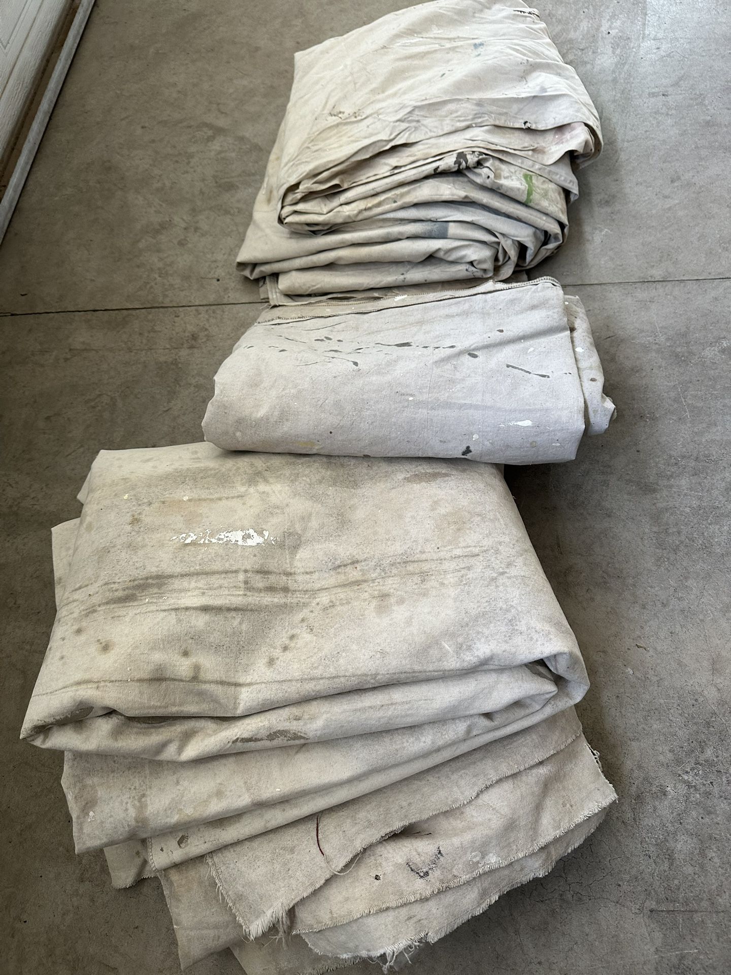 3 Large Vintage Painters Canvas Drop Cloths As Is Distressed Art Canvas