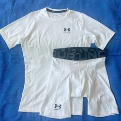 Under Armour Men's HeatGear Short Sleeve Compression Shirt  And HeatGear® Men's 6" Compression Shorts