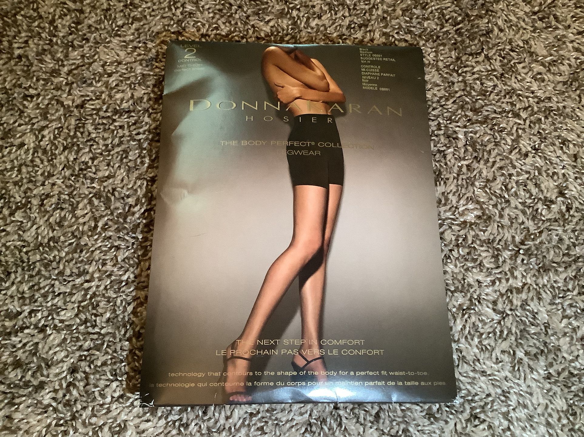 Donna Karan the body perfect pantyhose, level 2 control, color black, size: M