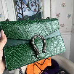 Green Leather Bag Beautiful Condition 