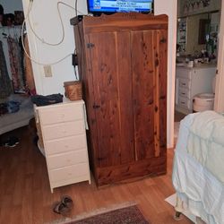 Antique Locking Cedar Armoire 